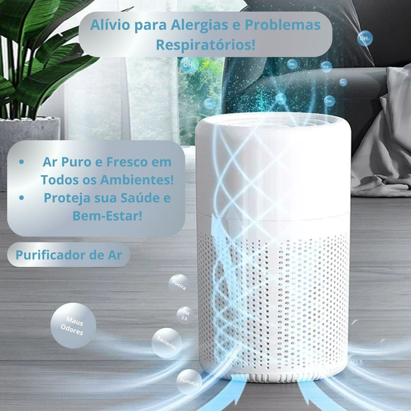 Purificador de Ar com Filtro HEPA e Ionizador — Ar Mais Limpo e Leve em Toda a Casa