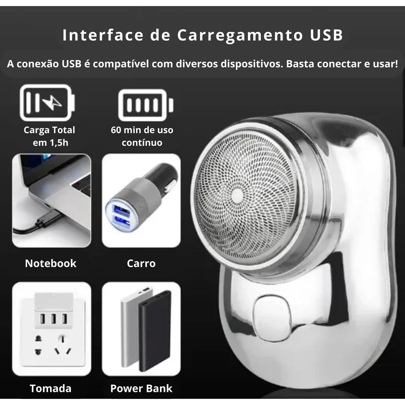 Mini Barbeador Elétrico Portátil - com Menos Irritação, Sem Esforço!