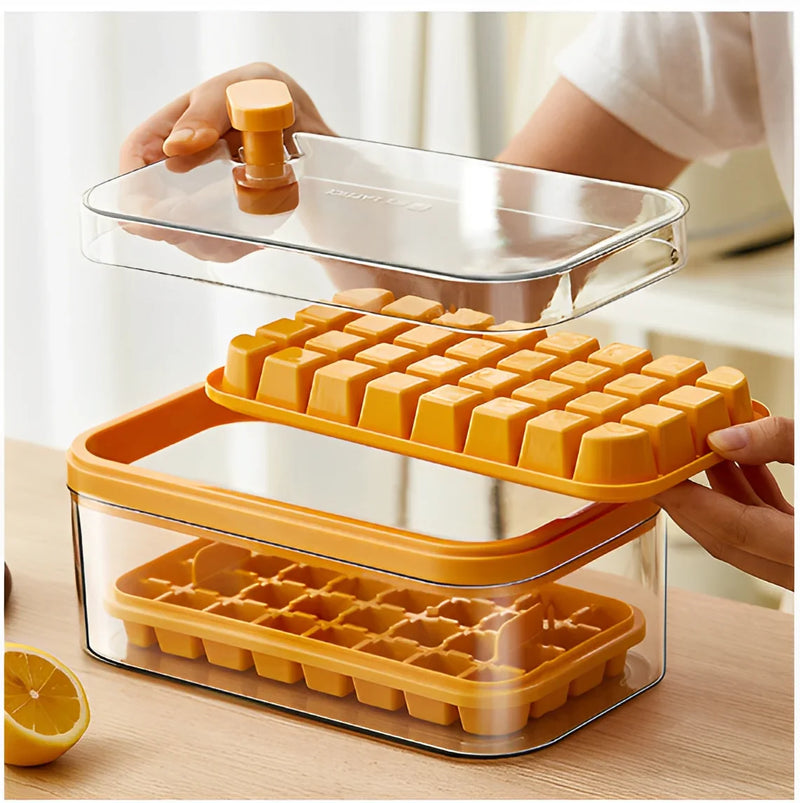Forma de Gelo com Caixa de Armazenamento – Desenforme Todos os Cubos Sem Esforço