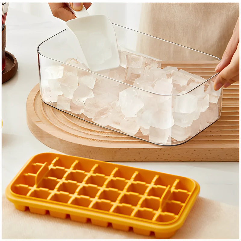Forma de Gelo com Caixa de Armazenamento – Desenforme Todos os Cubos Sem Esforço