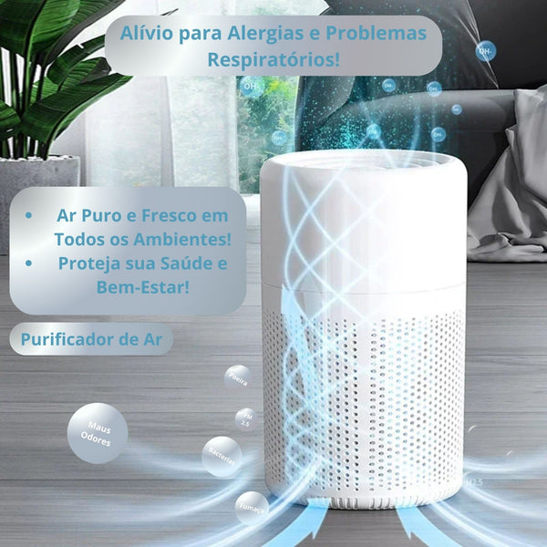 Purificador de Ar com Filtro HEPA e Ionizador — Ar Mais Limpo e Leve em Toda a Casa