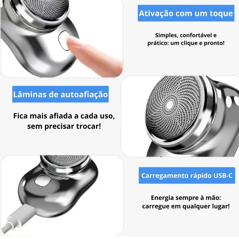 Mini Barbeador Elétrico Portátil - com Menos Irritação, Sem Esforço!