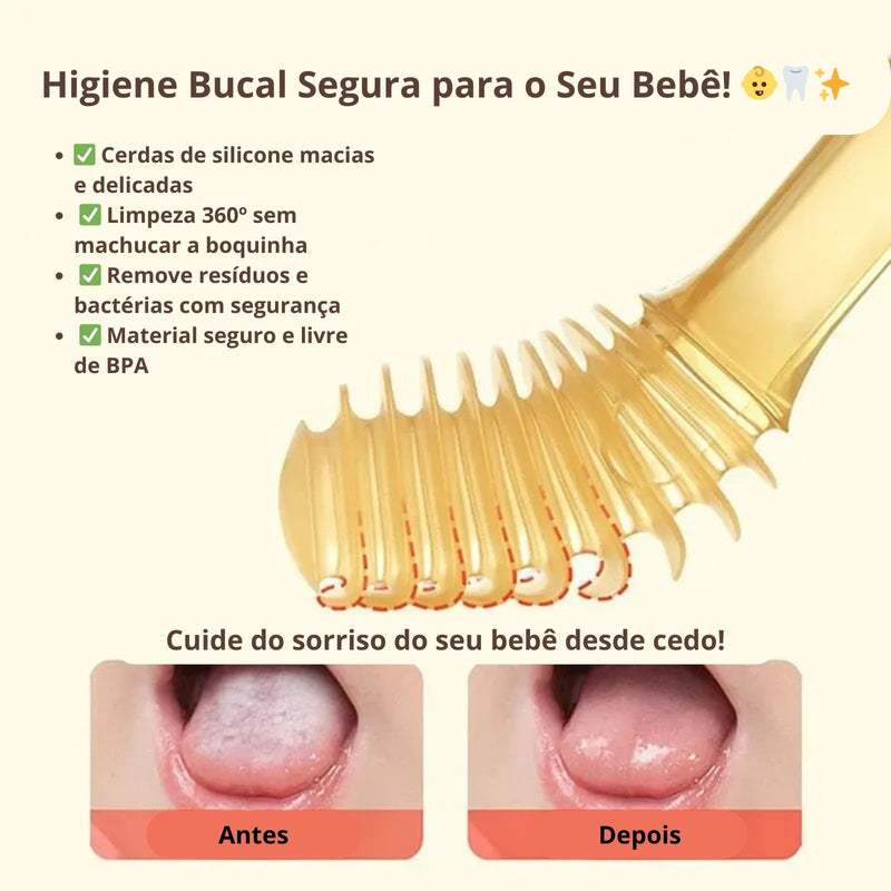 Kit 2 Escovas de Cuidado Bucal para Bebês - Limpeza Suave e Segura desde o Nascimento!