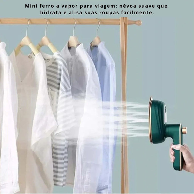 Mini Ferro de Passar Roupas a Vapor para Viagem - Bivolt | Roupas Impecáveis Onde Estiver