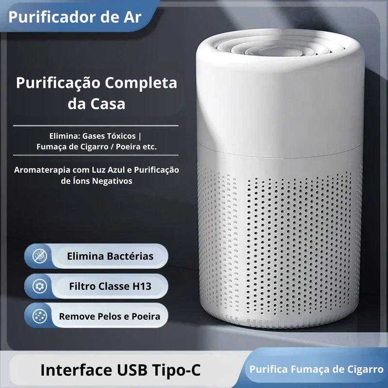 Purificador de Ar com Filtro HEPA e Ionizador — Ar Mais Limpo e Leve em Toda a Casa