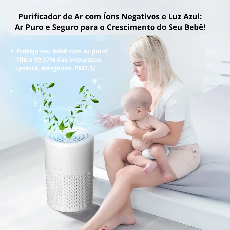 Purificador de Ar com Filtro HEPA e Ionizador — Ar Mais Limpo e Leve em Toda a Casa