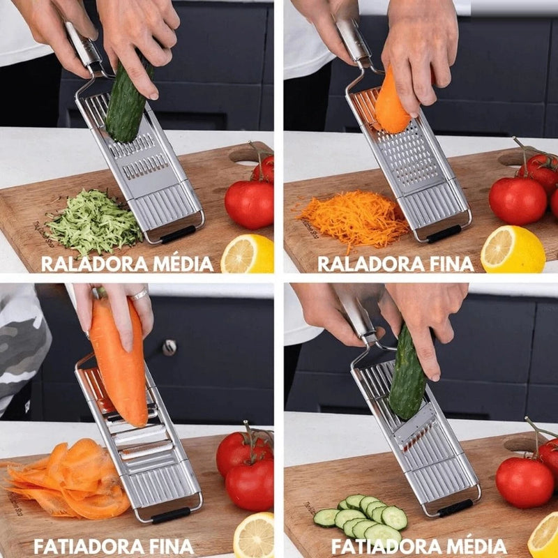 RalaMAX™ - Ralador Multiuso Em Aço Inox + 4 Lâminas + Brinde Exclusivo