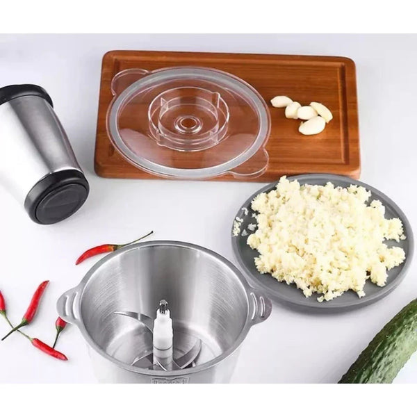 Pica Tudo Inox – Triturador Elétrico para Carnes, Legumes e Temperos